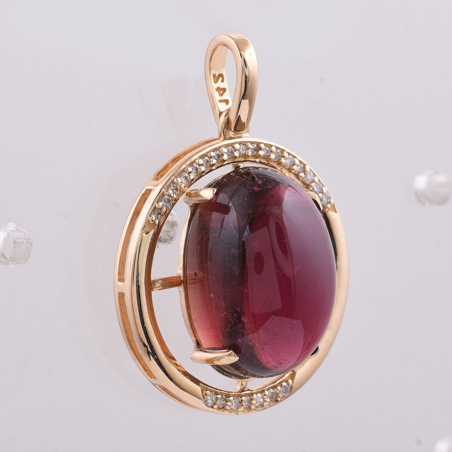 9.05 Ct Oval Cabochon Cut Natural Tourmaline 14K Gold Pendant