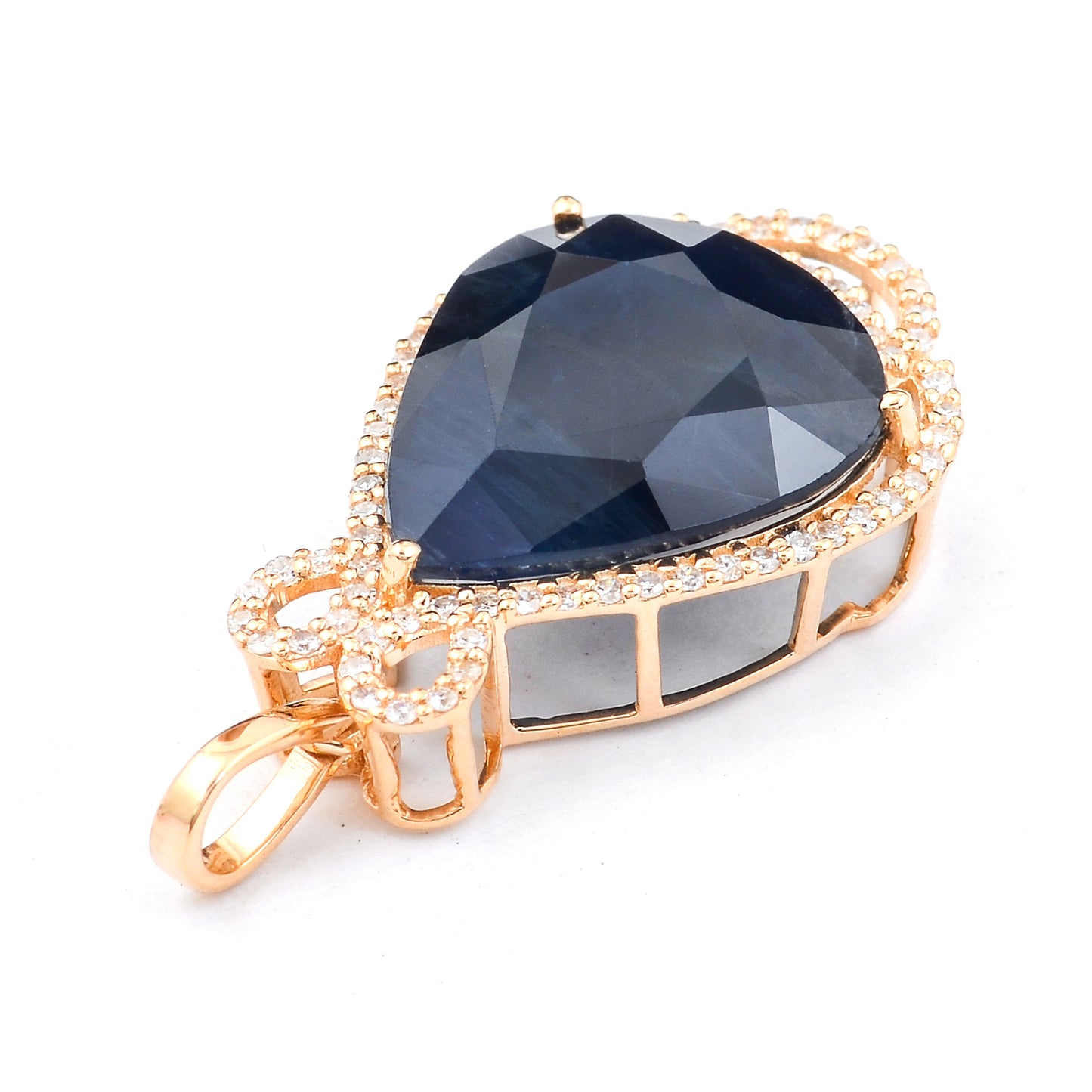 9.85 Ct Pear Mixed Cut Natural Sapphire 14K Gold Pendant