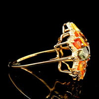 4.15 Ct Pear Multi Sapphire 14K Gold Ring
