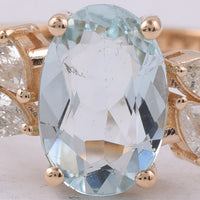 1.24 Ct Oval Natural Aquamarine 14K Gold Ring