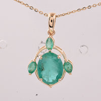 2.15 Ct Oval, Marquise Emerald 14K Gold Pendant