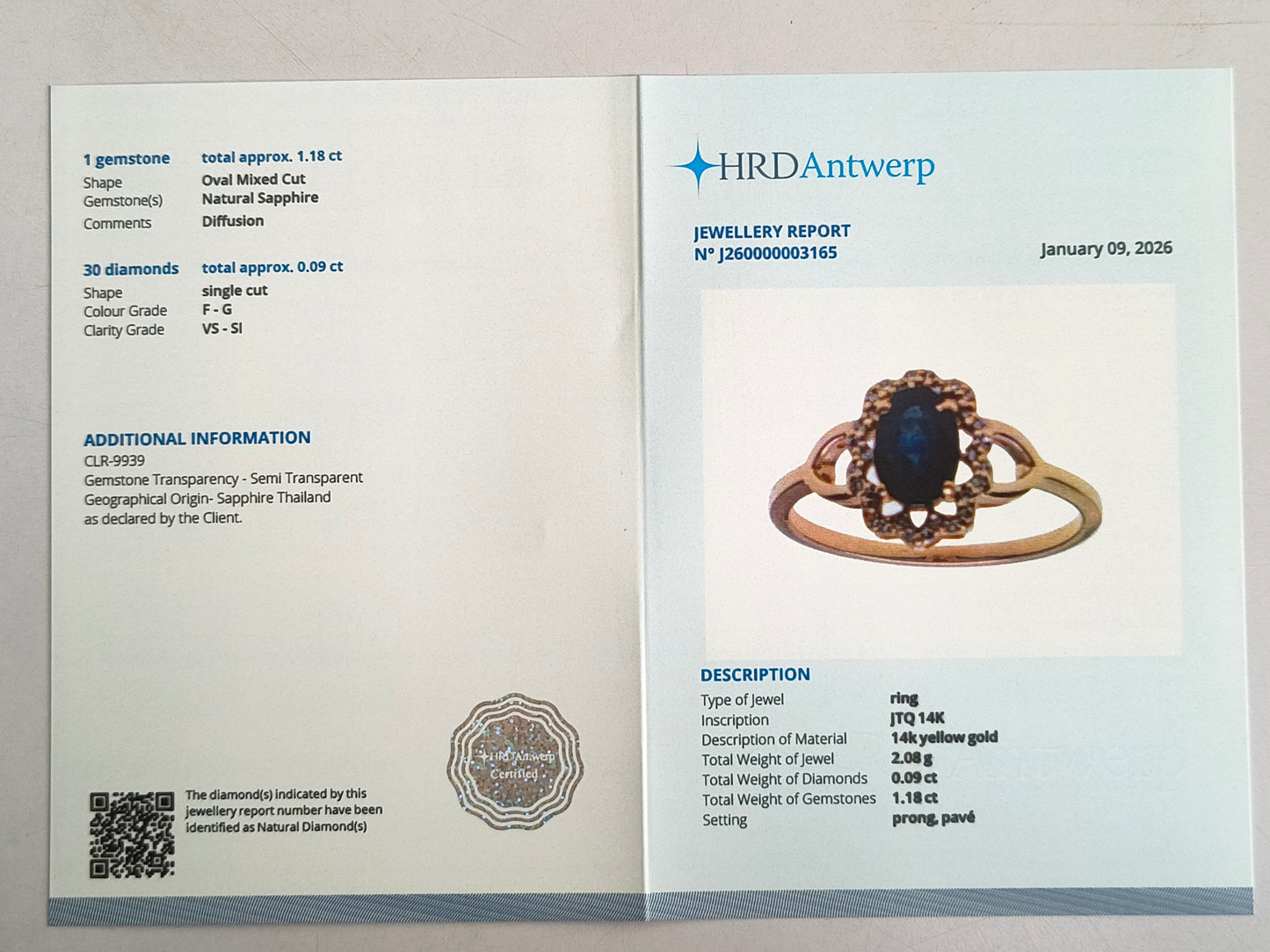 1.27 Ct Oval Mixed Cut Natural Sapphire 14K Gold Ring
