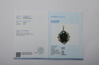 5.92 Ct Oval Mixed Cut Natural Green Sapphire 14K Gold Pendant