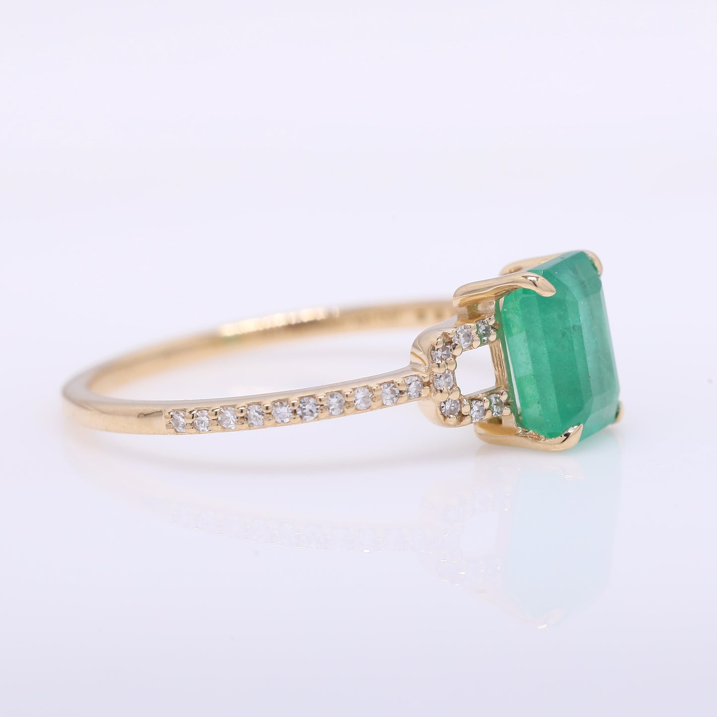 1.35 Ct Octagon Step Cut Natural Emerald 14K Gold Ring