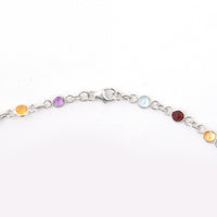 9.26 Ct Round Garnet, Peridot, Blue Topaz, Citrine, Amethyst 925 Sterling Silver Necklace