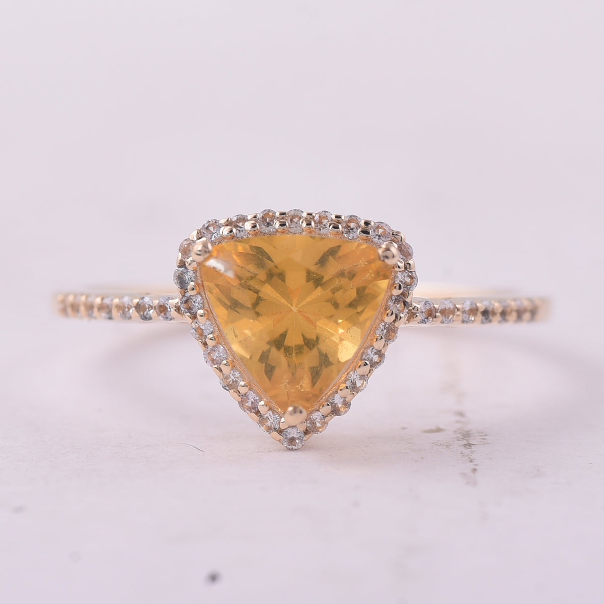 0.77 Ct Trillion Br.Fire Opal 9K Gold Ring