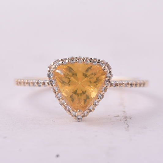 0.77 Ct Trillion Br.Fire Opal 9K Gold Ring