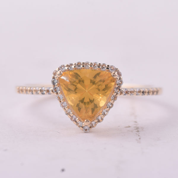 0.77 Ct Trillion Br.Fire Opal 9K Gold Ring