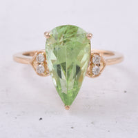 5.04 Ct Pear Natural Peridot 14K Gold Ring