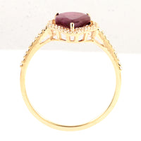 2.33 Ct Pear Mixed Cut Natural Corundum Ruby 14K Gold Ring