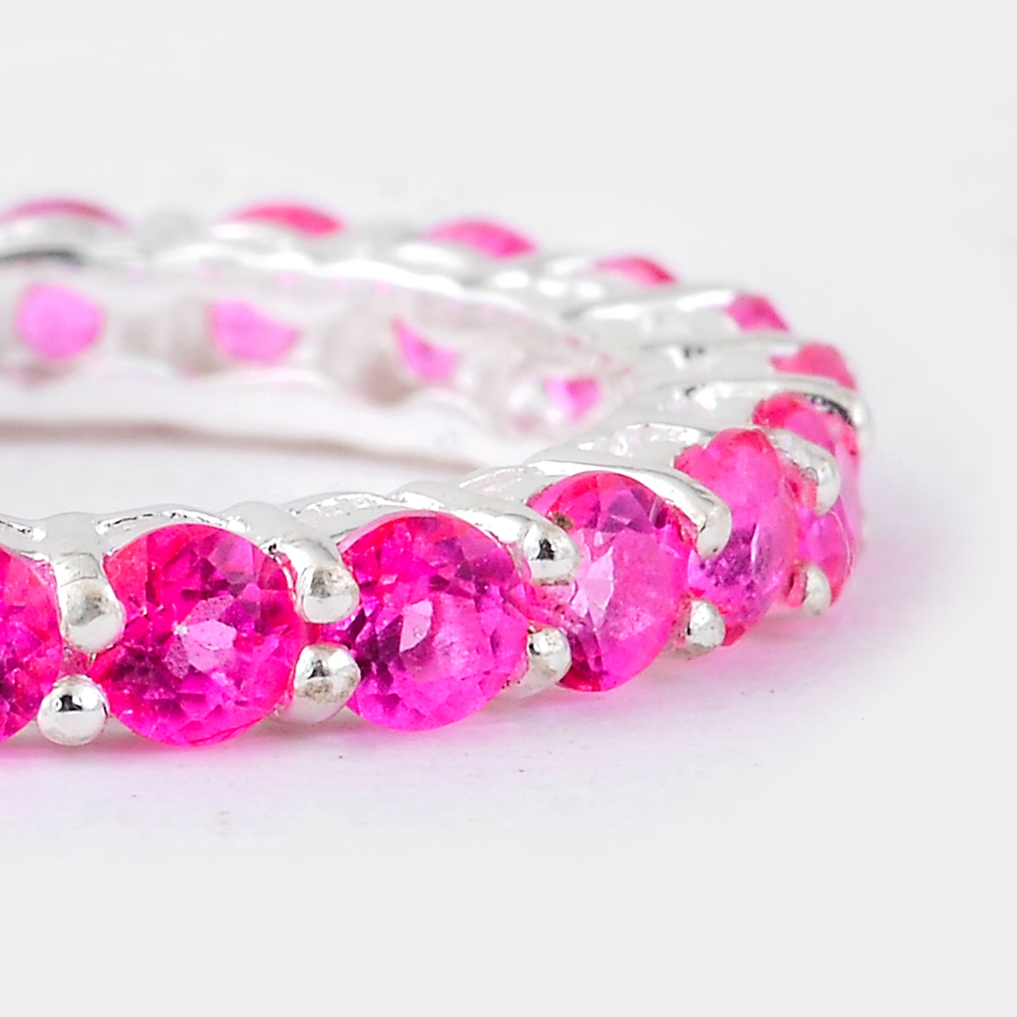 3.07 Ct Round Pink Topaz, 925 Sterling Silver Ring