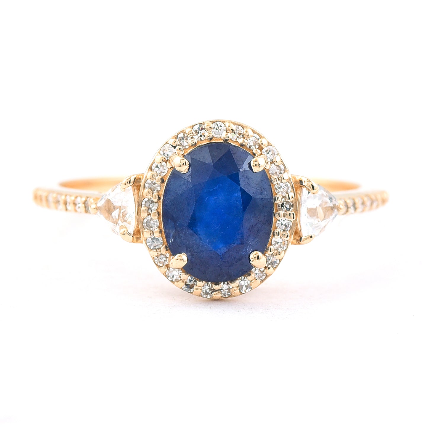 1.88 Ct Oval Mixed Cut Natural Sapphire 14K Gold Ring