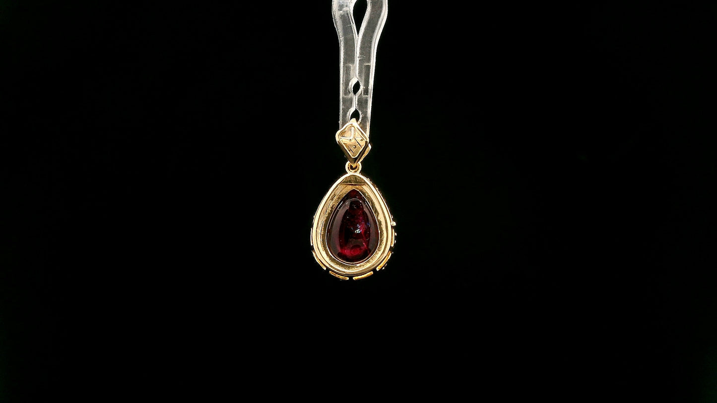 2.38 Ct Pear Natural Tourmaline 14K Gold Pendant