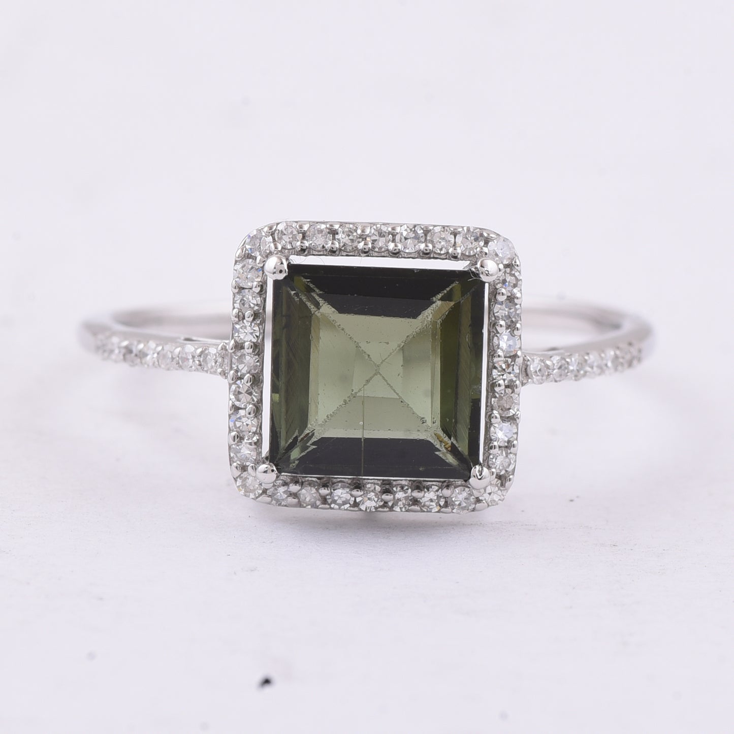 1.69 Ct Square Step Cut Natural Tourmaline 950 Platinum Ring