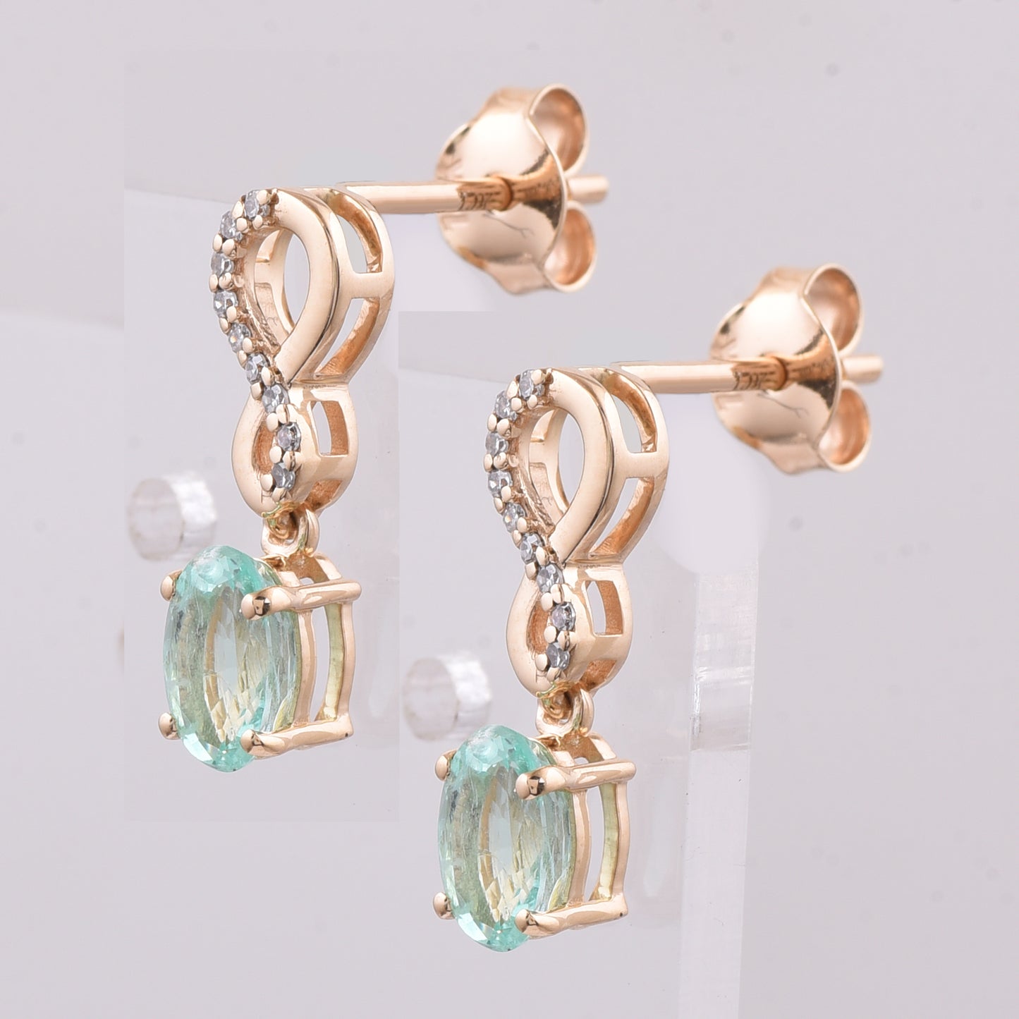 0.85 Ct Oval Natural Emerald 14K Gold Earrings