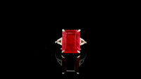 7.55 Ct Rectangular Step Cut Natural Corundum Ruby 950 Platinum Ring
