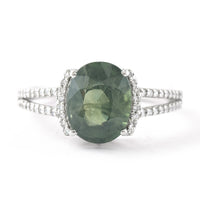 3.27 Ct Oval Mixed Cut Natural Green Sapphire 950 Platinum Ring
