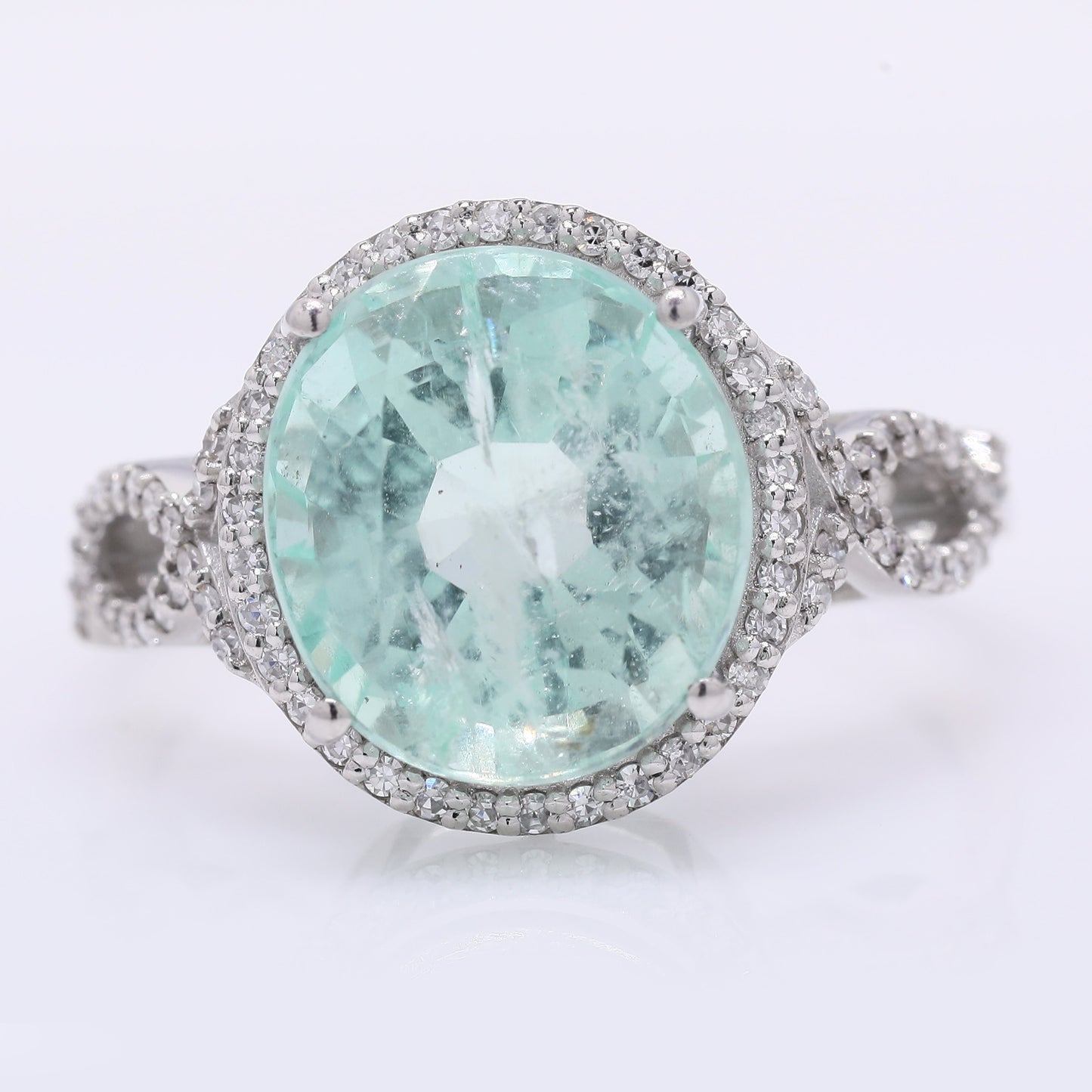 5.09 Ct Oval Mixed Cut Natural Emerald 950 Platinum Ring