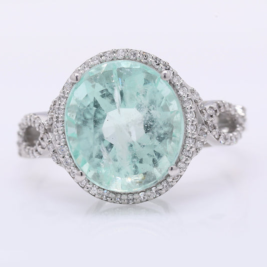 5.09 Ct Oval Mixed Cut Natural Emerald 950 Platinum Ring