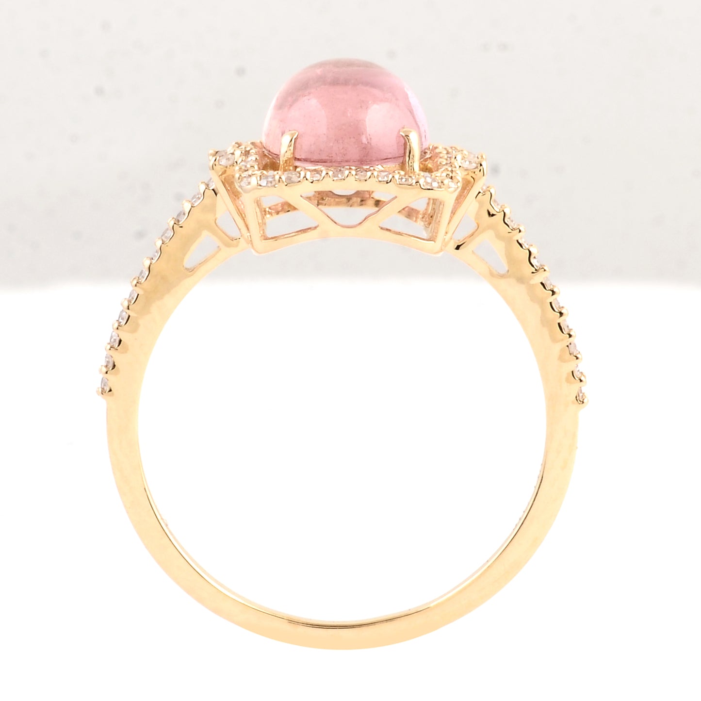 2.38 Ct Oval Cabochon Natural Tourmaline 14K Gold Ring