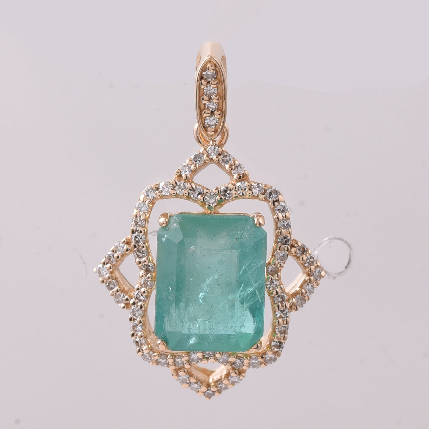 2.64 Ct Octagon Step Cut Natural Emerald 14K Gold Pendant