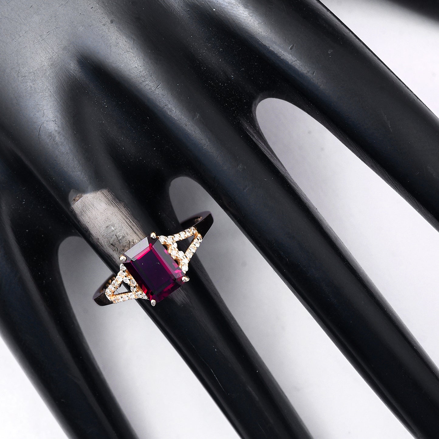 1.54 Ct Octagon Step Cut Natural Rubellite 14K Gold Ring