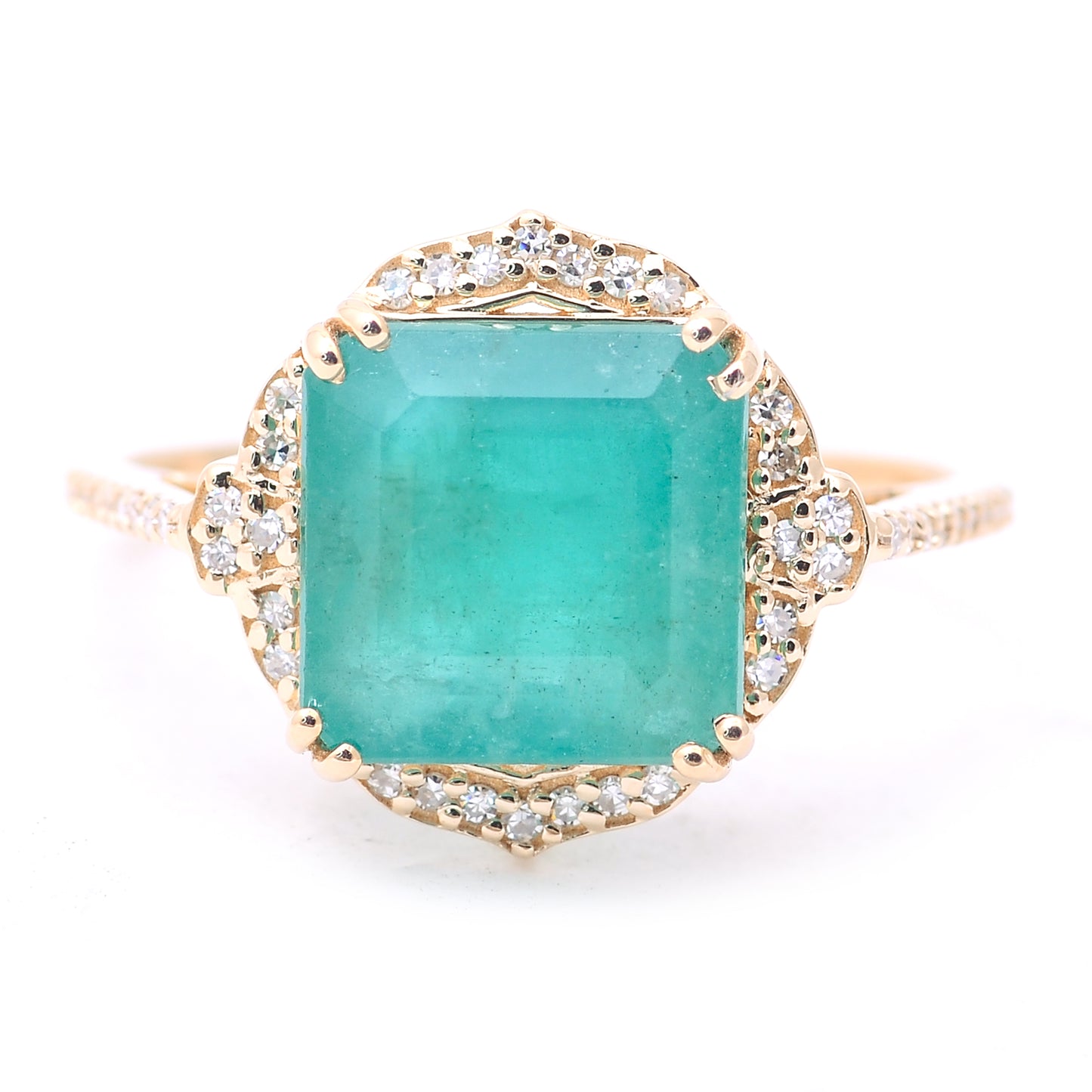 3.75 Ct Octagon Step Cut Natural Emerald 14K Gold Ring