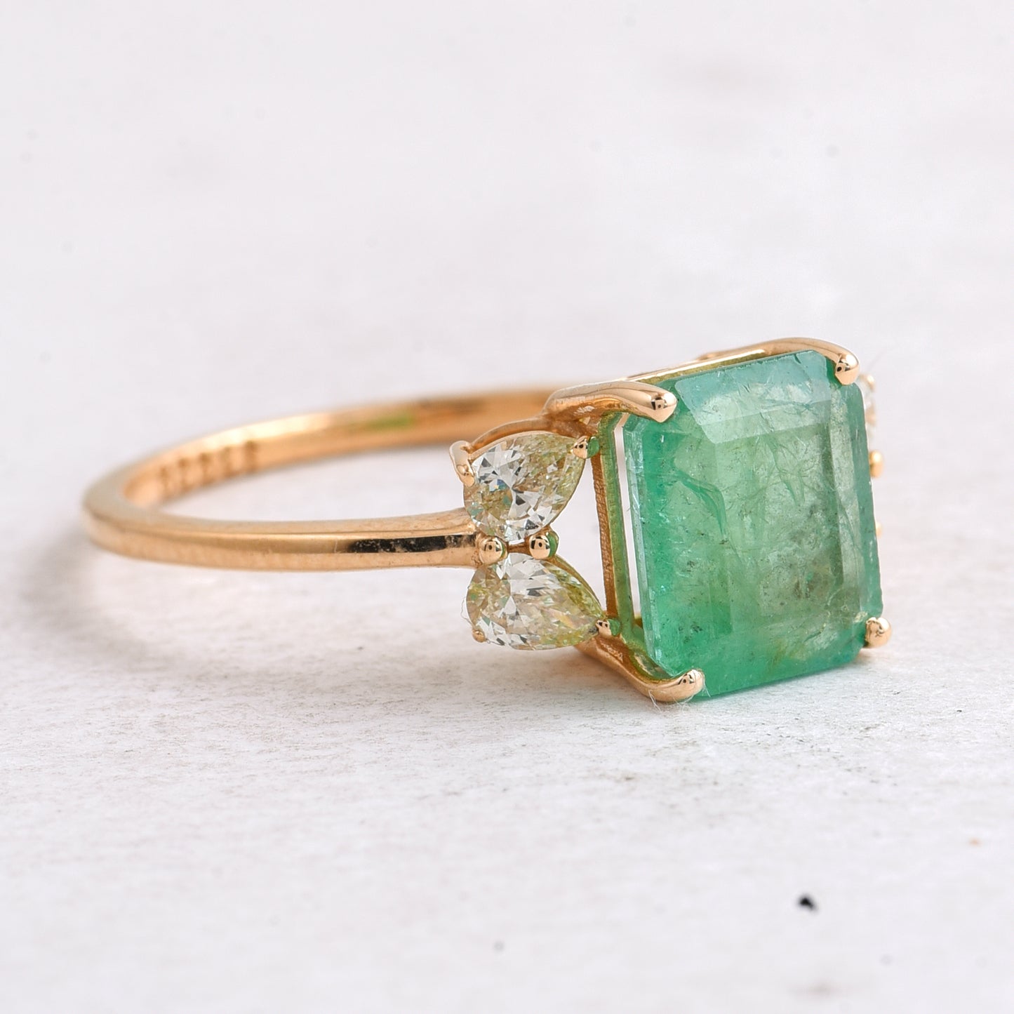 2.21 Ct Octagon Step Cut Natural Emerald 14K Gold Ring