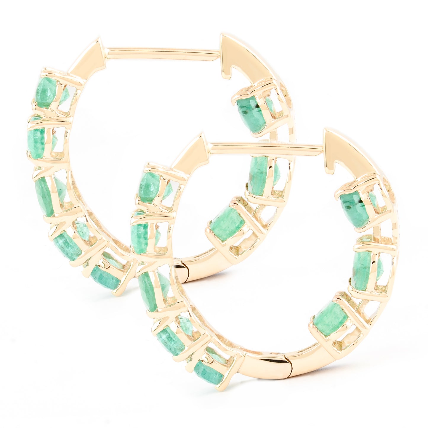 4.87 Carat Oval Mixed Cut Natural Beryl Emerald 14K Gold Earrings
