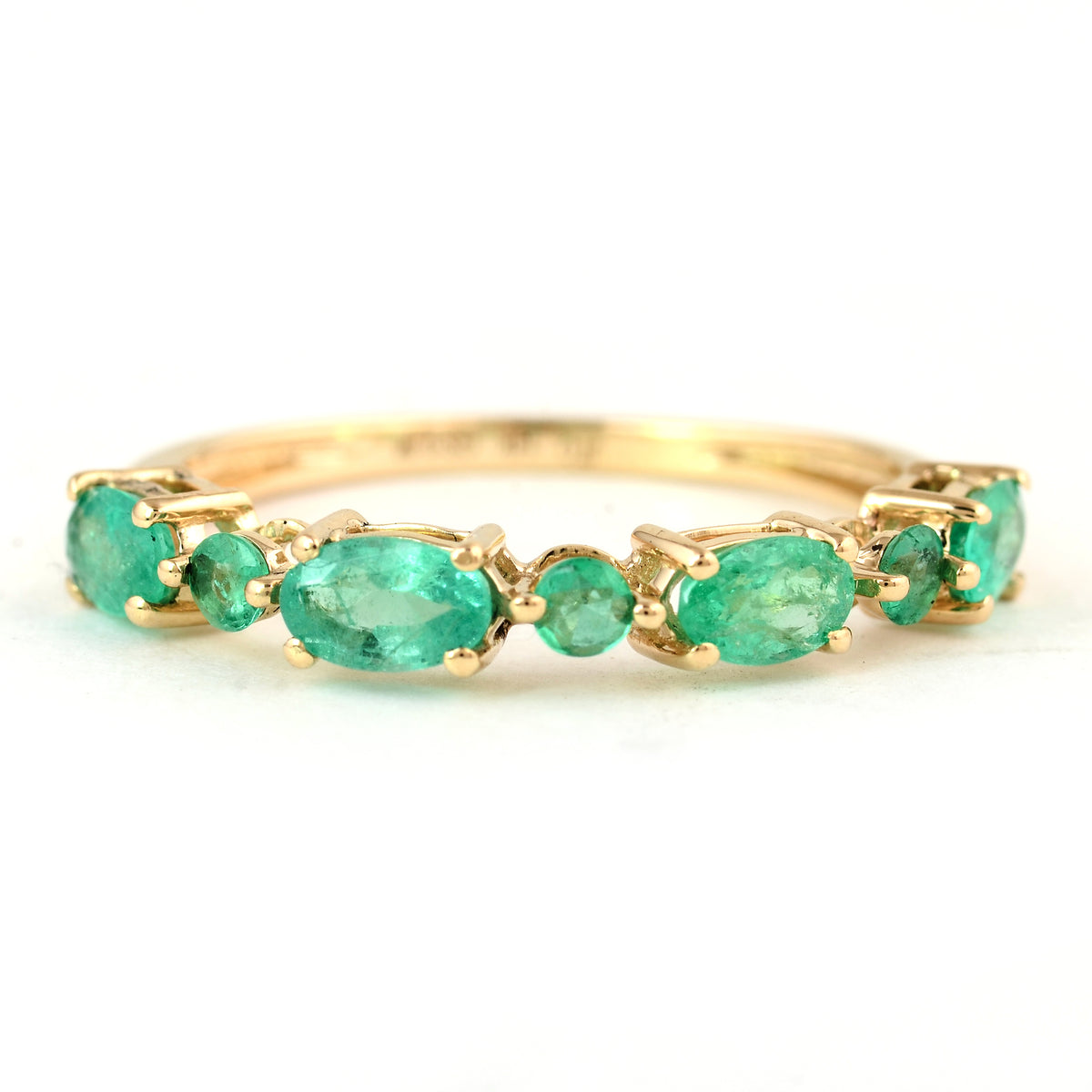 1.05 Ct Oval Mixed Cut Natural Beryl Emerald 14K Gold Ring