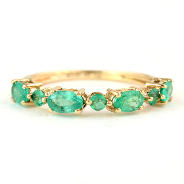 1.05 Ct Oval Mixed Cut Natural Beryl Emerald 14K Gold Ring