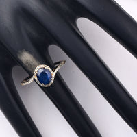 1.63 Ct Oval Mixed Cut Natural Sapphire 14K Gold Ring
