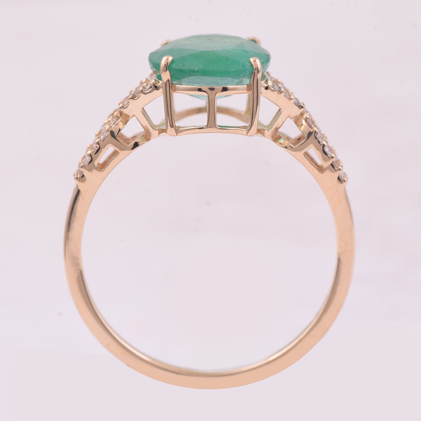 2.39 Ct Oval Mixed Cut Natural Emerald 14K Gold Ring
