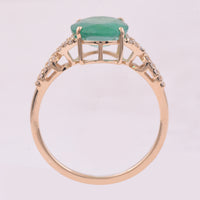 2.39 Ct Oval Mixed Cut Natural Emerald 14K Gold Ring