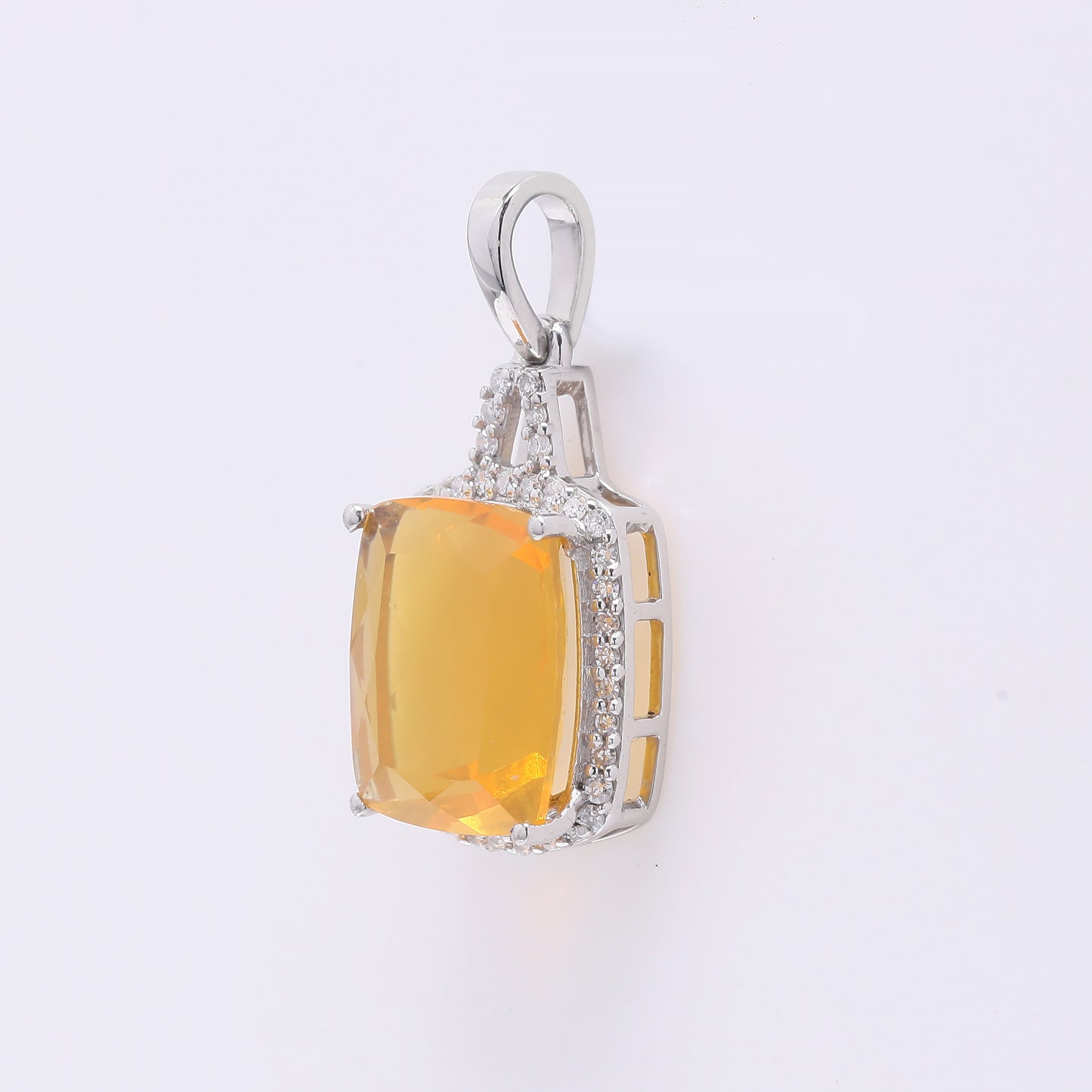 2.75 Ct Cushion Mixed Cut Natural Fire Opal 950 Platinum Pendant