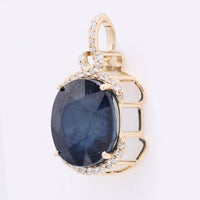 7.32 Ct Oval Mixed Cut Natural Sapphire 14K Gold Pendant