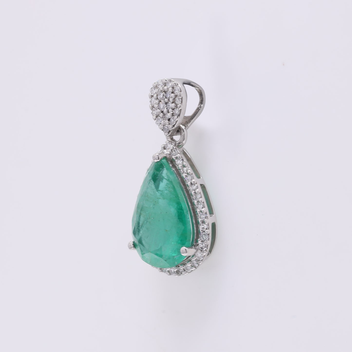 2.05 Ct Pear Mixed Cut Natural Emerald 950 Platinum Pendant
