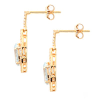 2.21 Ct Oval Mixed Cut Natural Aquamarine 14K Gold Earrings