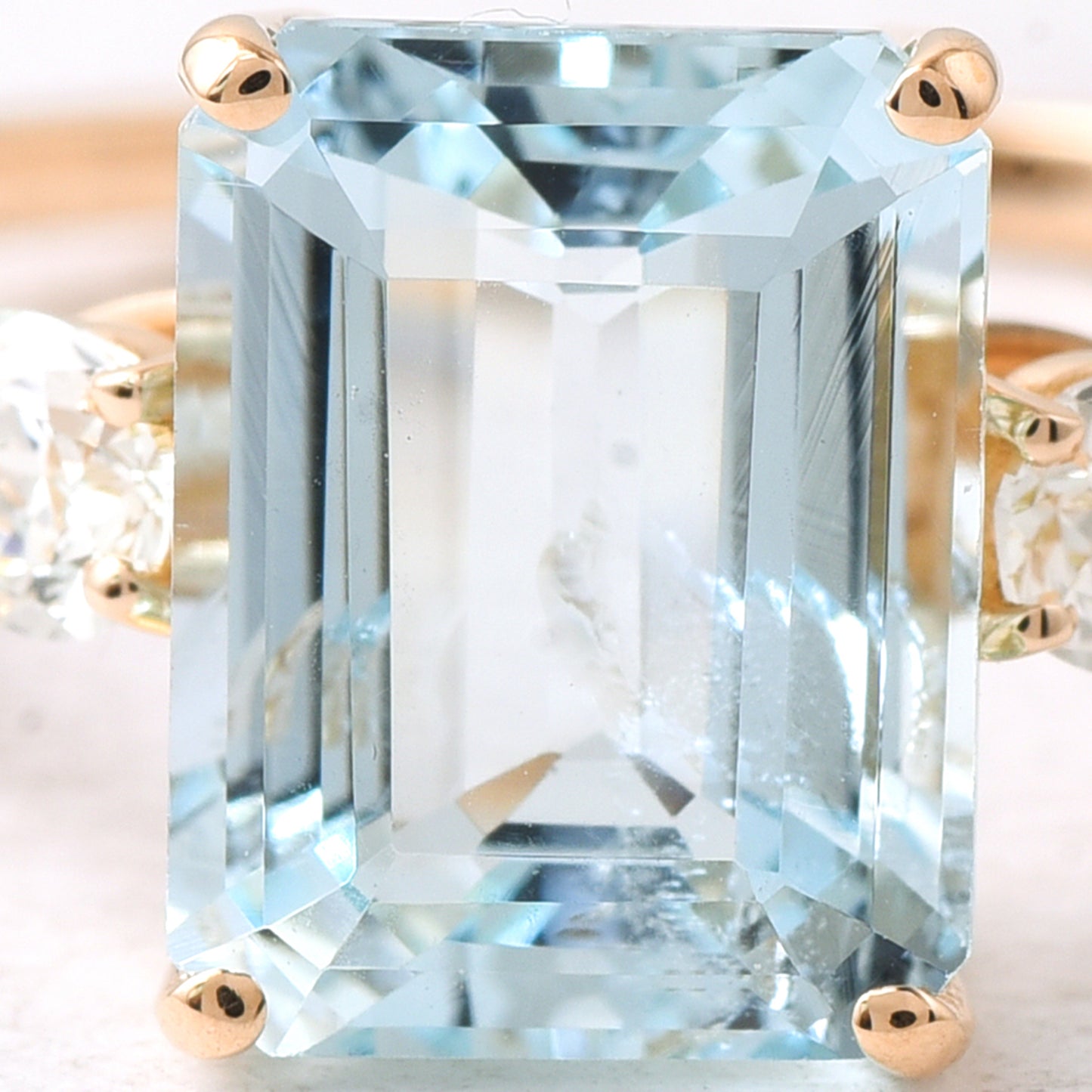2.48 Ct Octagon Step Cut Natural Aquamarine 14K Gold Ring