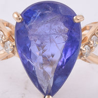 4.13 Ct Pear Natural Tanzanite 14K Gold Ring