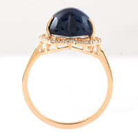 6.85 Ct Heart Cabochon Natural Sapphire 14K Gold Ring