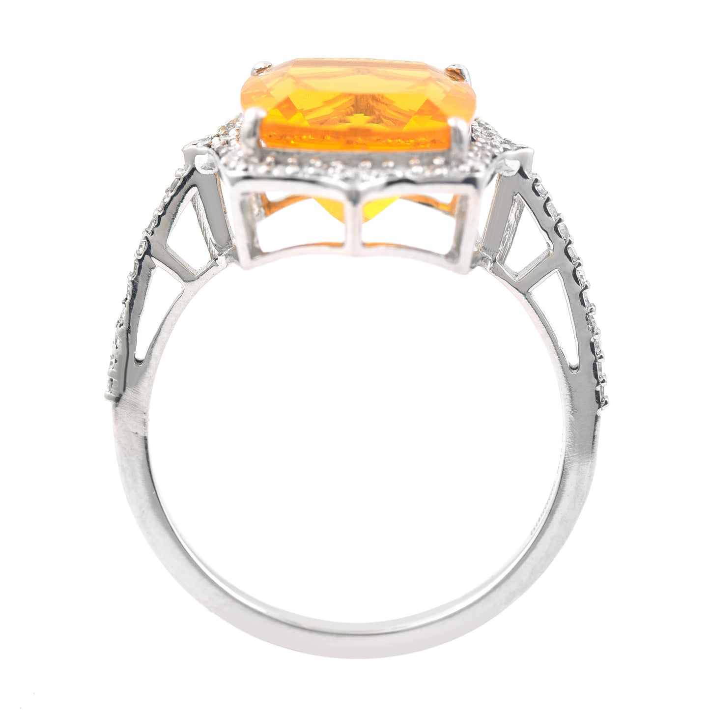 2.78 Ct Cushion Mixed Cut Natural Fire Opal 950 Platinum Ring