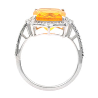 2.78 Ct Cushion Mixed Cut Natural Fire Opal 950 Platinum Ring