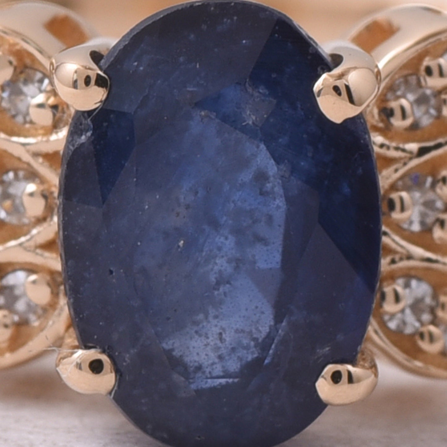 1.35 Ct Oval Mixed Cut Natural Sapphire 14K Gold Ring