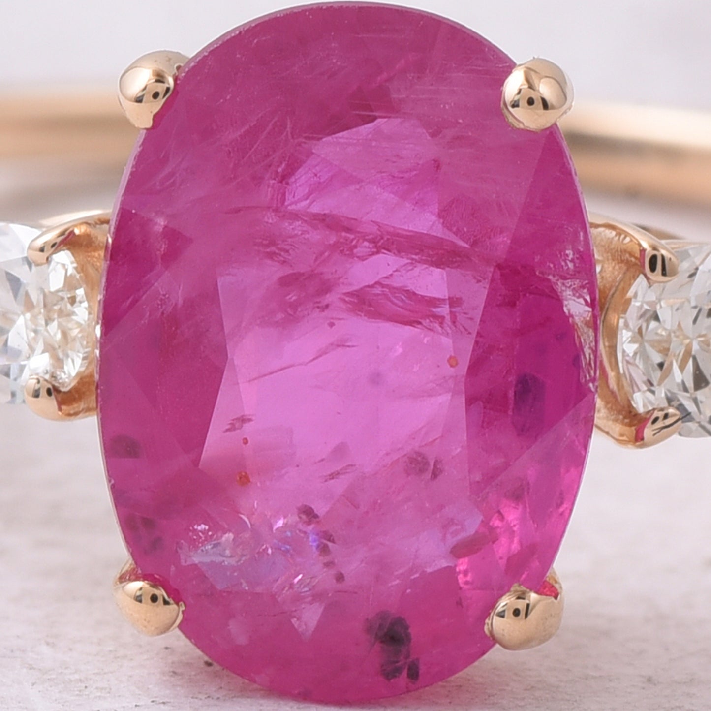 2.82 Ct Oval Mixed Cut Natural Ruby 14K Gold Ring