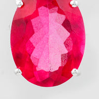 11.87 Ct Oval Pink Topaz, Cubic Zirconia 925 Sterling Silver Pendant
