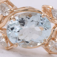 2.05 Ct Oval Natural Aquamarine 14K Gold Ring