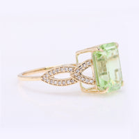 4.95 Ct Pear Mixed Cut Natural Peridot 14K Gold Ring