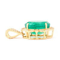 4.00 Ct Oval Natural Emerald 14K Gold Pendant