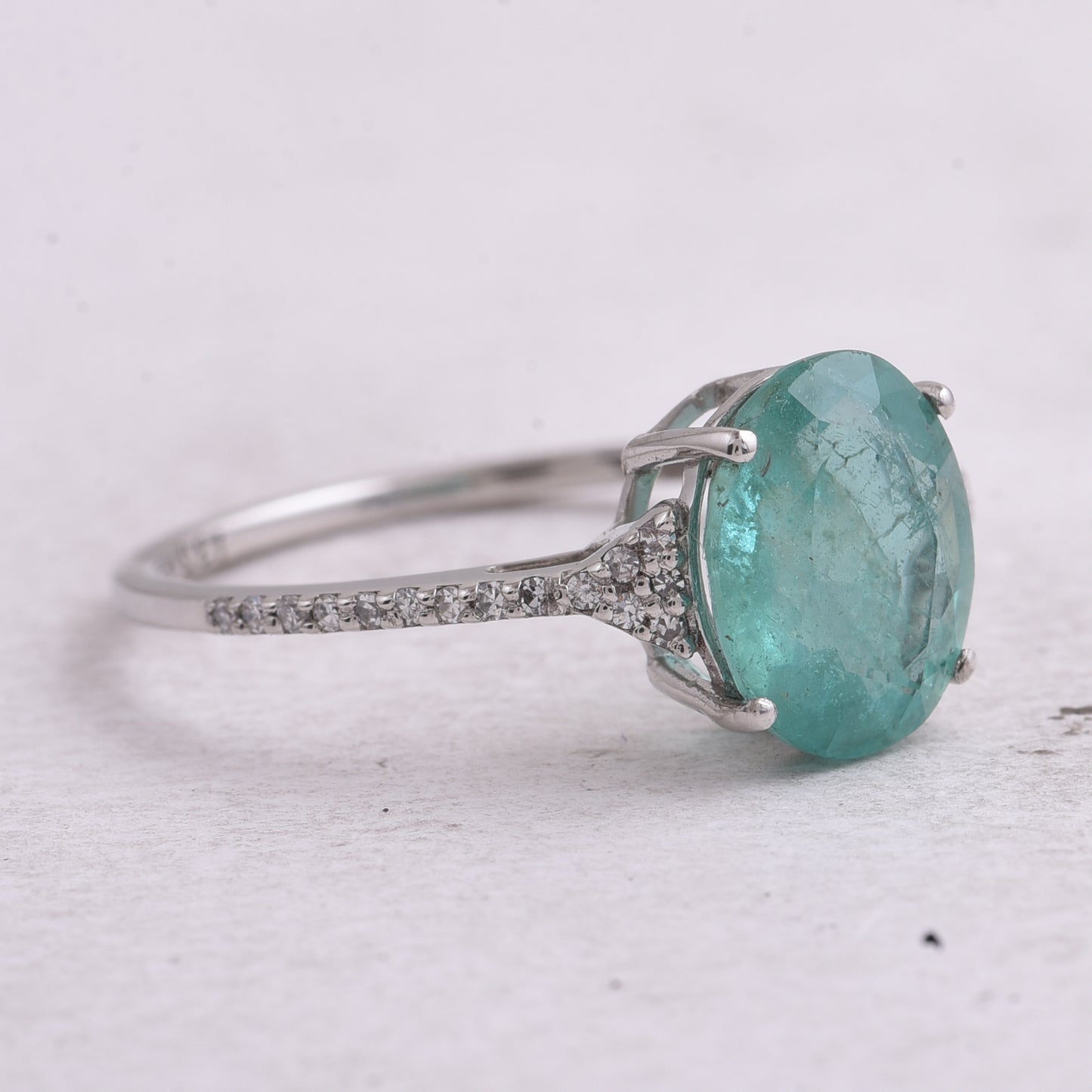 2.09 Ct Oval Mixed Cut Natural Emerald 950 Platinum Ring